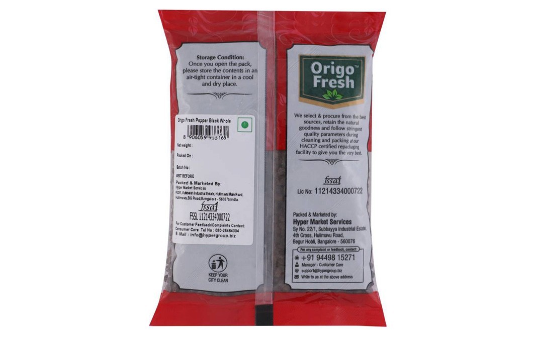 Origo Fresh Pepper Black Whole    Pack  100 grams